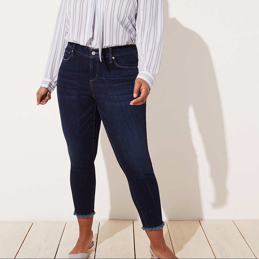 LOFT Plus Skinny Jeans In Dark Indigo Wash